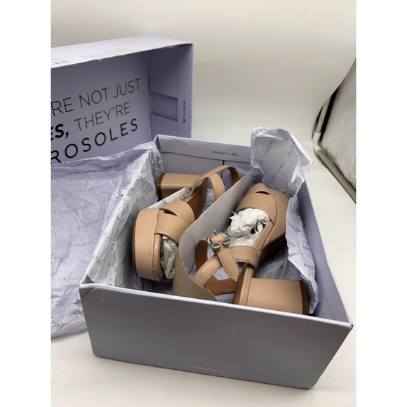 Aerosoles Cosmos Nude Leather Block Heel Platform Sandals Women's 5.5M NEW - Picture 7 of 11